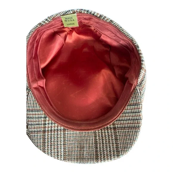 Vintage Classic Brown Plaid Flat Cap Sz L - Picture 5 of 6